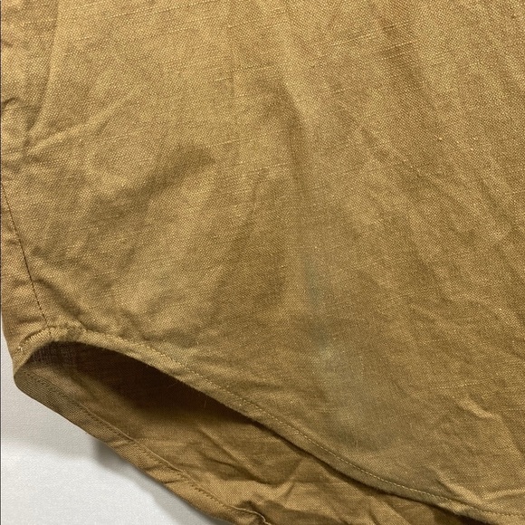 Vintage Linen Cotton Blend Tan Button Down Shirt with Classic Collar - Picture 7 of 7
